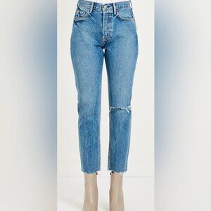 Grlfrnd Karolina sienna 5 pocket button fly highrise distressed cotton jeans 28